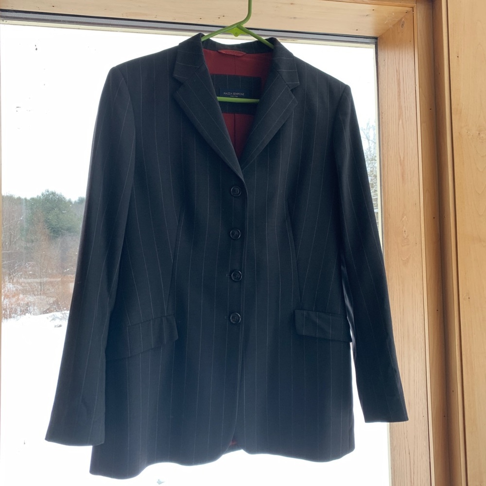Piazza Sempione pinstripe wool gray blazer jacket